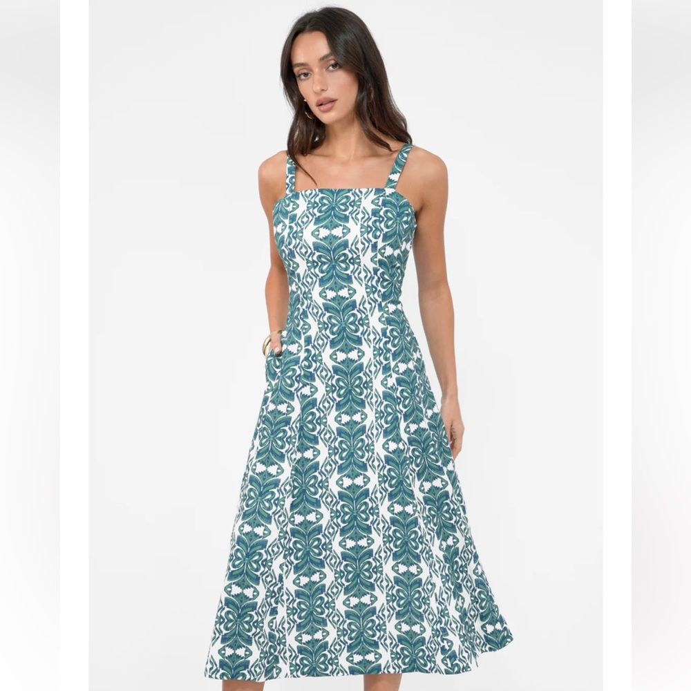 Greylin Hilary Linen Midi Dress